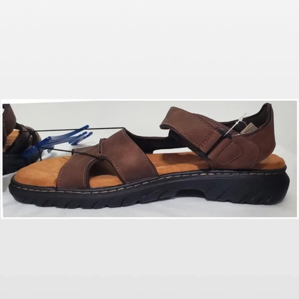 New Men Brown Fisherman Sandals Hiking Shoes Dr. Scholls Size 9